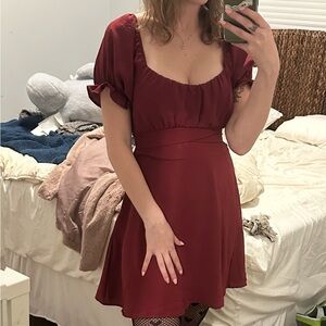 🍒 Mel + Rose Red Puff Sleeve Dress – Size Medium 🍒